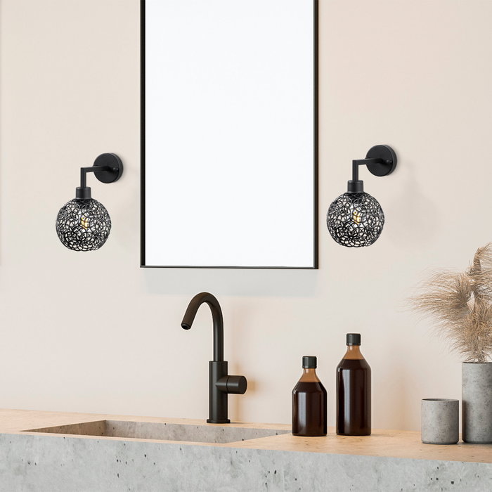 Opviq Lámpara de pared moderna e industrial negra